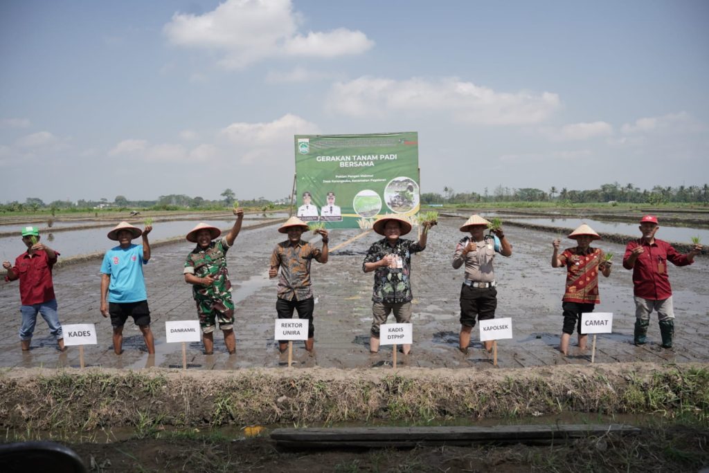 Gerakan Tanam Padi ; Kolaborasi Dinas Tanaman Pangan, Hortikultura dan Perkebunan dan Unira Malang dalam Wujudkan Ketahanan Pangan